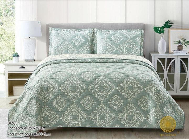 Stanley 3 Pcs Quilted 360GSM Bedcover Set - The Gharnish - A Unit of Satkala Creations