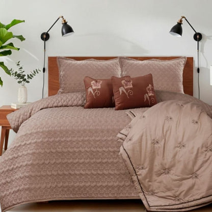 Flora 6-piece luxury wedding bedding set by The Gharnish, featuring elegant floral design and soft fabric for a romantic bedroom.