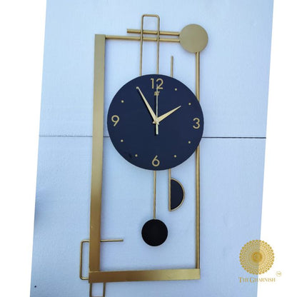 Pendulam Replica Framed Wall Clock (10x26 Inches)