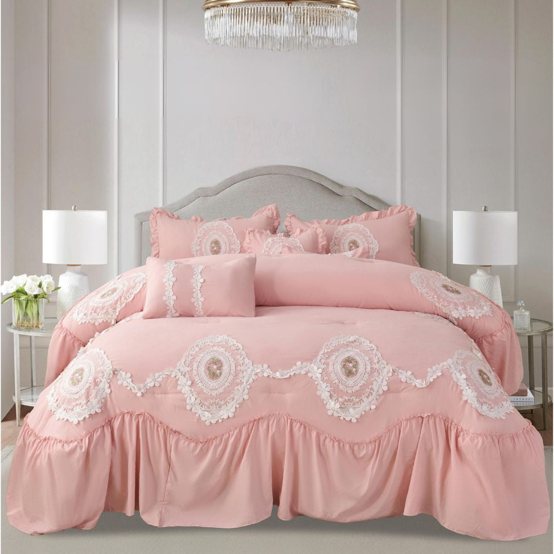 Victorian 7 Pcs Wedding Bedding Set - The Gharnish - A Unit of Satkala Creations