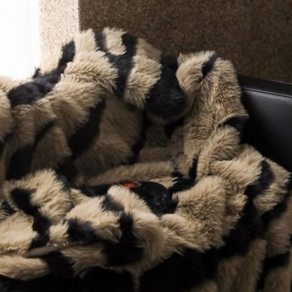 Zebra Print Fur Blanket Set – Ultra Soft & Luxurious Bedding Ensemble - The Gharnish - A Unit of Satkala Creations