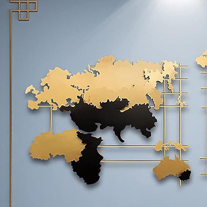 Metallic Crafted World Map Wall Art (48x24 Inches) - The Gharnish - A Unit of Satkala Creations