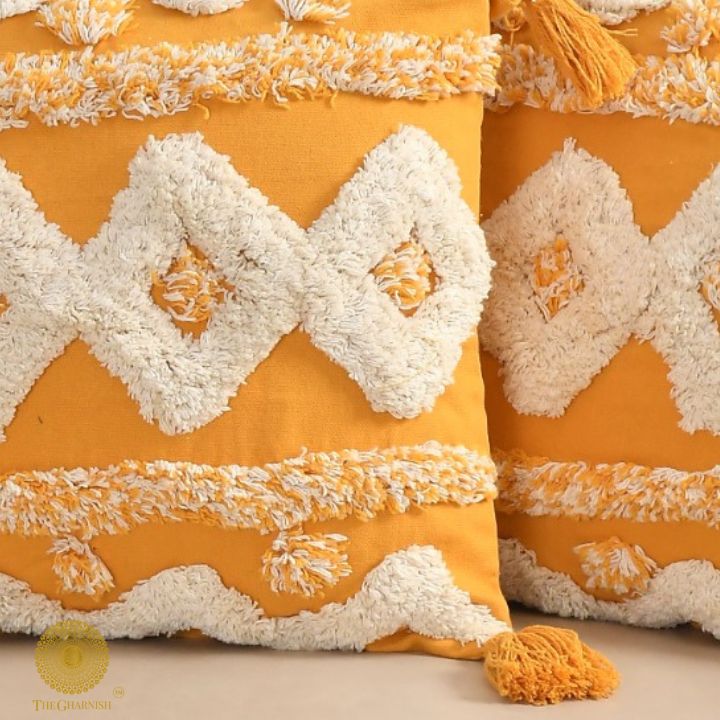 Hand-Embroidered Cotton Sofa Cushion Cover Set of 2