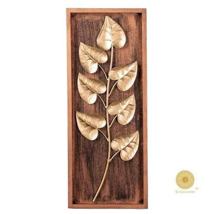 Wooden Leaf Framed Wall Art (8x20 Inches) - The Gharnish - A Unit of Satkala Creations