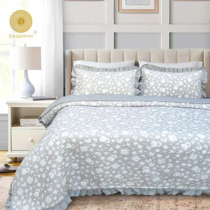 Waffle Quilted Bedcover With Frill