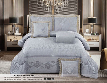 Luxury Royal 6-Piece Bedding Set | Quilted Comforter, Bedspread & Pillow Covers - The Gharnish - A Unit of Satkala Creations
