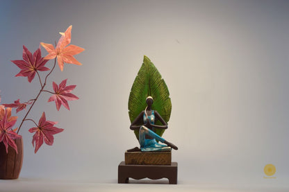 Yoga Lady With Leaf Statue