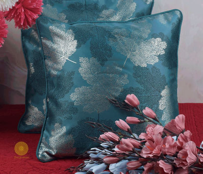 Maple Leaf Pattern Dark Grey Cushion Set of 2