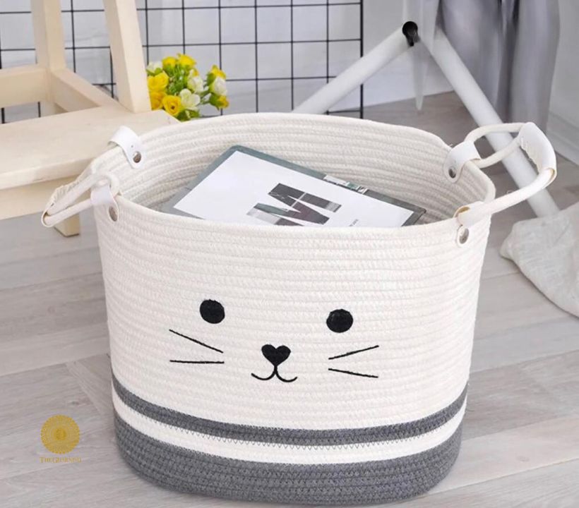 Beautiful Cat Embroided Storage/Laundry Basket