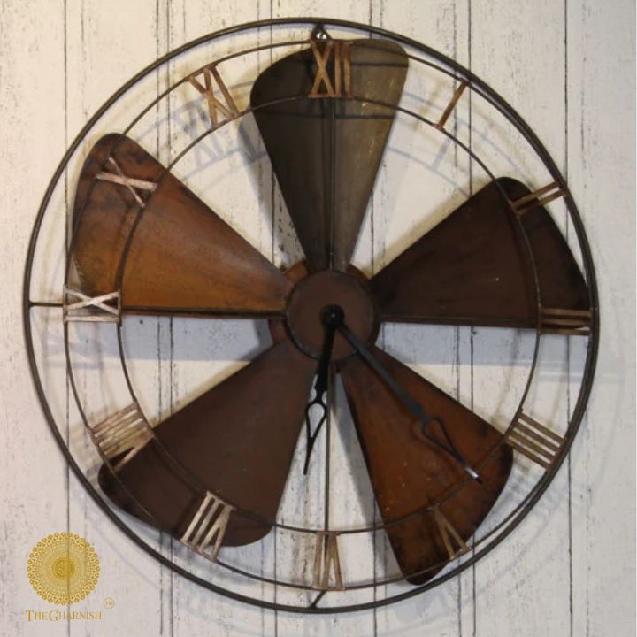 Fan Styled Metallic Wall Clock (24 Inches)