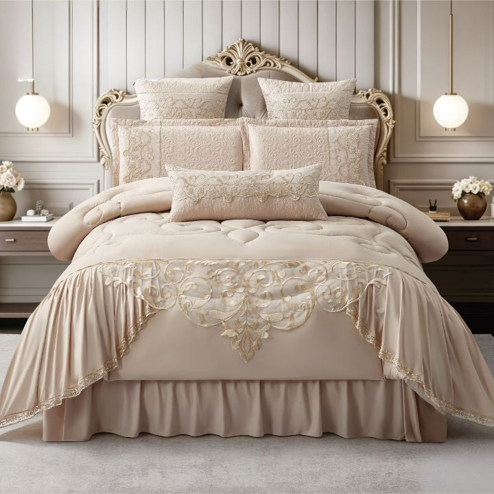 Safia 7 Piece Luxury Embroidered Bedding Set