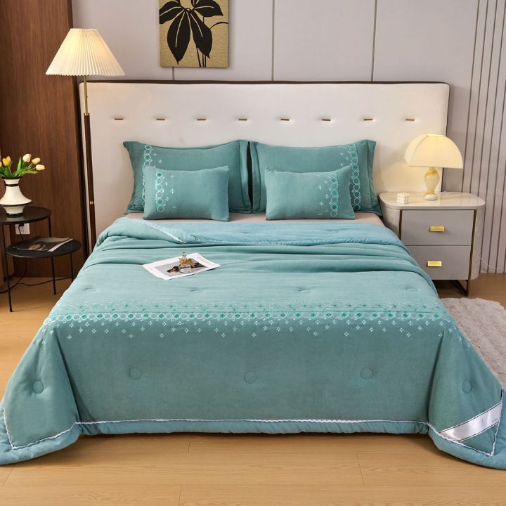 Dazzle Quilted Embroidered 6 Pcs Bedding Set - The Gharnish - A Unit of Satkala Creations