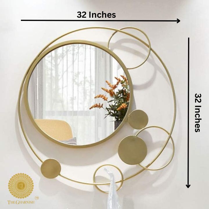 Stylish Golden Circles Wall Mirror (32 Inches Dia)