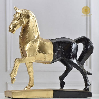Stallion Nailed Horse Resin Statue