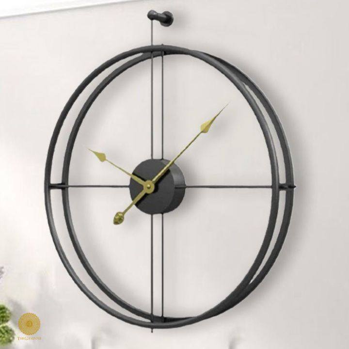 Metallic Modern Black Double Ring Wall Clock ( 24 Inches Dia)