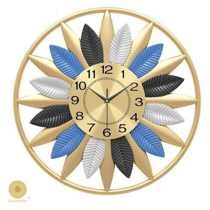 Golden Frame Leaves Wall Clock (20 Inches)