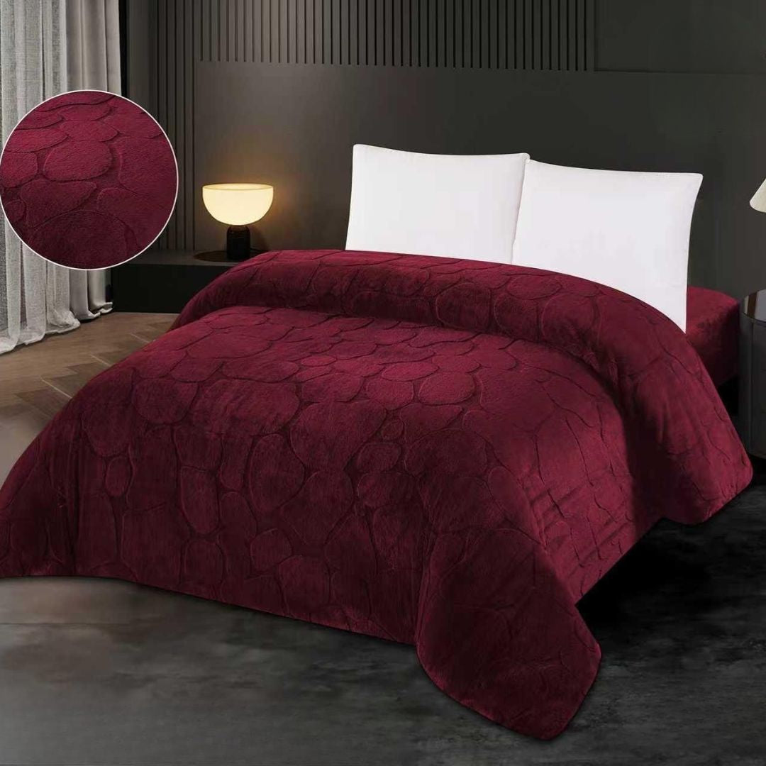 Premium Rabbit Fur Embossed Stone Pattern Quilt - The Gharnish - A Unit of Satkala Creations