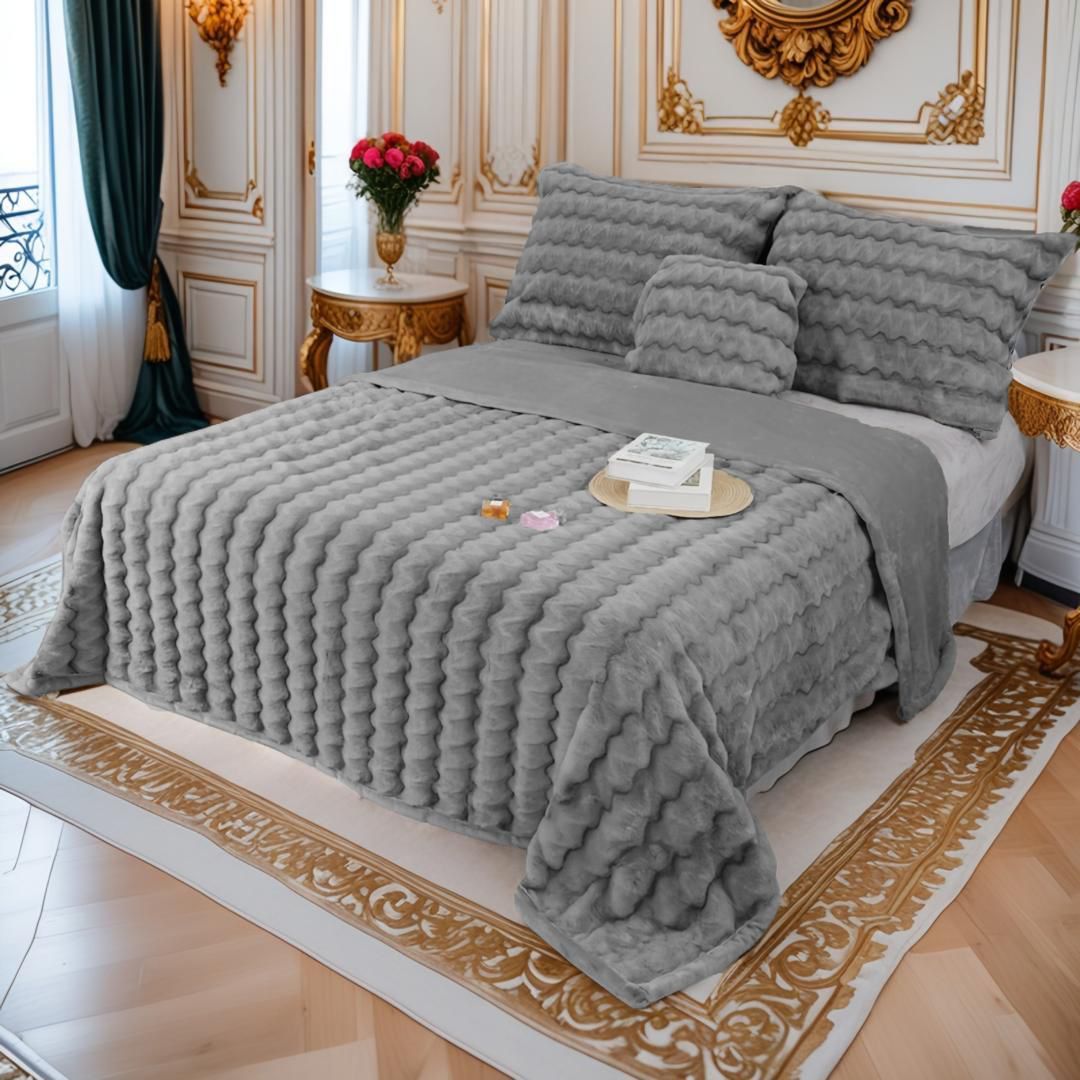 Korean mink double ply blanket Premium rabbit fur blanket - The Gharnish - A Unit of Satkala Creations