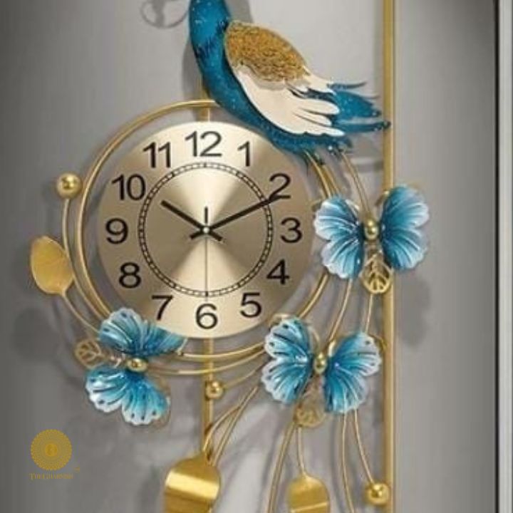 Peacock Flowers Wall Clock (47 x 21 Inches Approx)