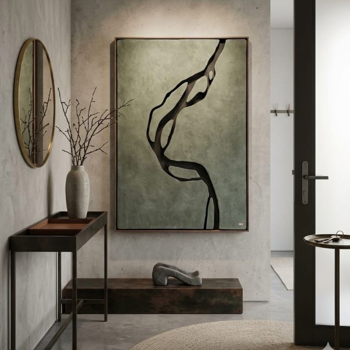 Modern abstract wooden wall art by The Gharnish, featuring sleek, geometric designs for luxury interior decor.