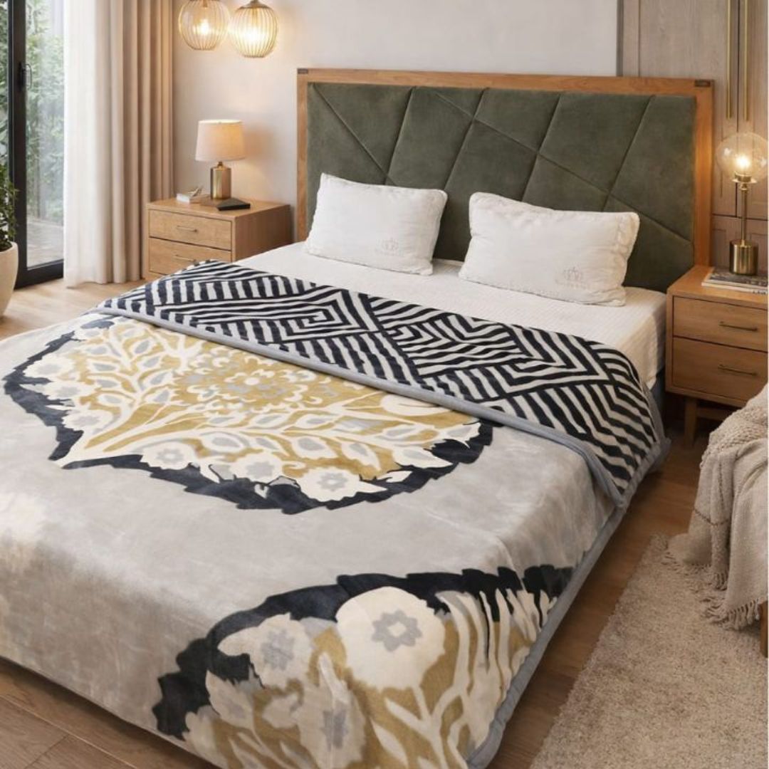 Premium and Cozy 3 Ply Double Bed Blanket - The Gharnish - A Unit of Satkala Creations