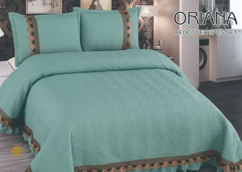 Oriana Quilted King Size bedding Set with Frill - The Gharnish - A Unit of Satkala Creations