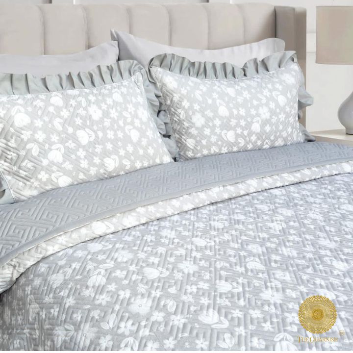 Waffle Quilted Bedcover With Frill