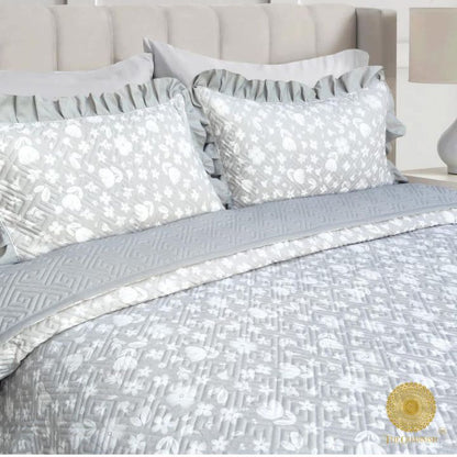 Waffle Quilted Bedcover With Frill