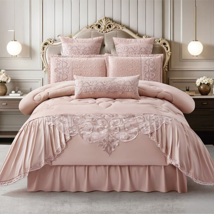 Safia 7 Piece Luxury Embroidered Bedding Set