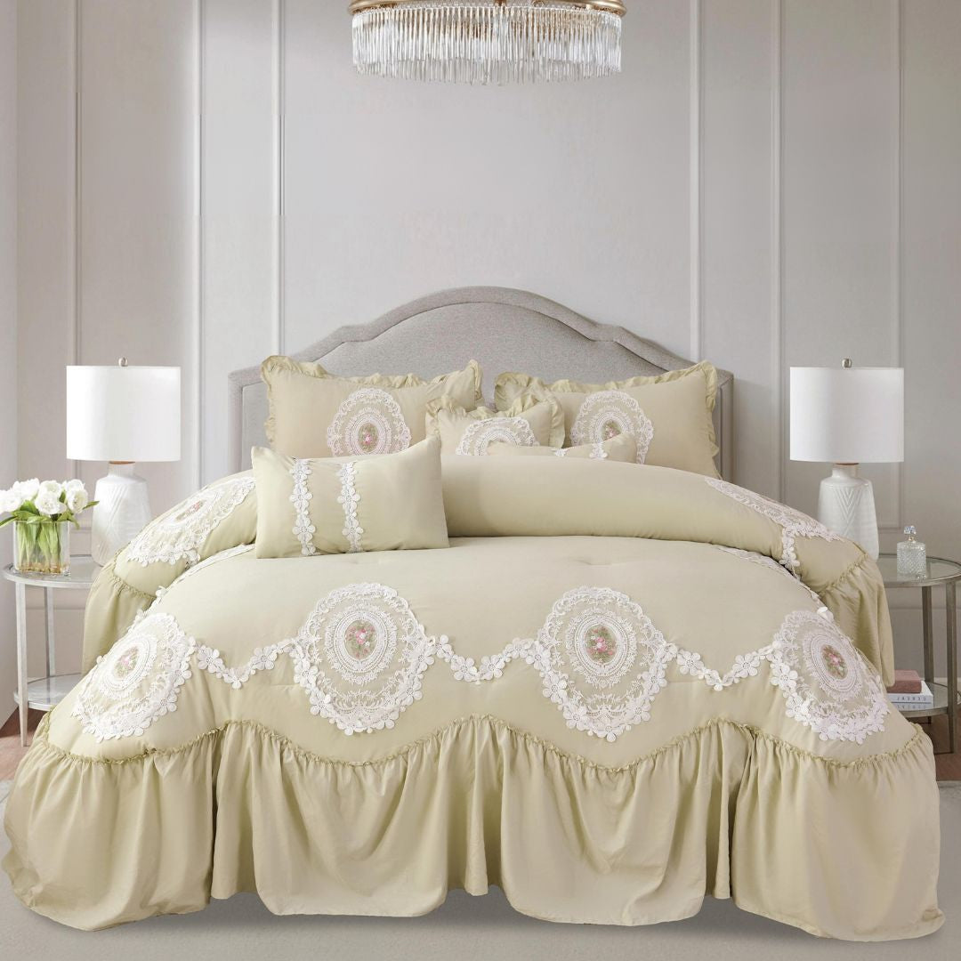 Victorian 7 Pcs Wedding Bedding Set - The Gharnish - A Unit of Satkala Creations