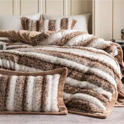 Luxury king size winter quilt by The Gharnish with ultra-soft faux fur in Persian Royale design, perfect for cozy bedding.