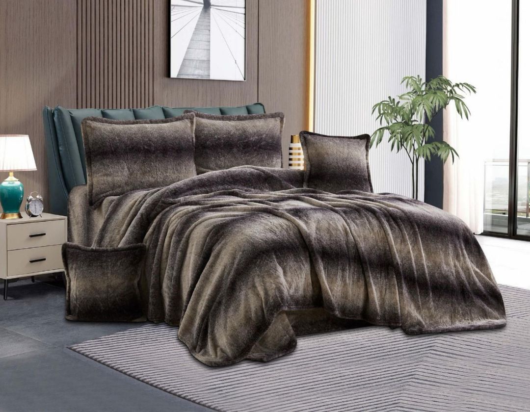 Super soft rabbit fur winter comforter set by The Gharnish, featuring plush bedding and cozy, luxurious texture.