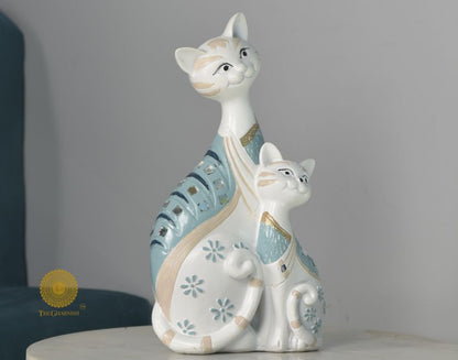 Elegant Cat with Baby Figurne