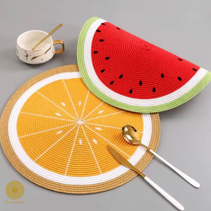 Watermelon/Lemon Woven Table Mat