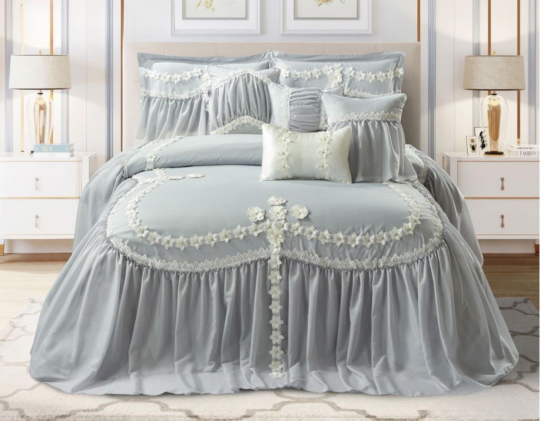 Aleena Blush Petal Royale – Luxury Embroidered Bedding Set