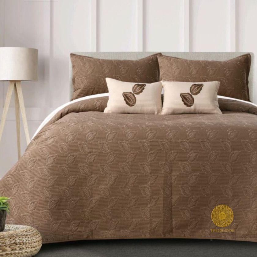 Autumn Designer Quilted 5 Pcs Bedsheet Set - The Gharnish - A Unit of Satkala Creations