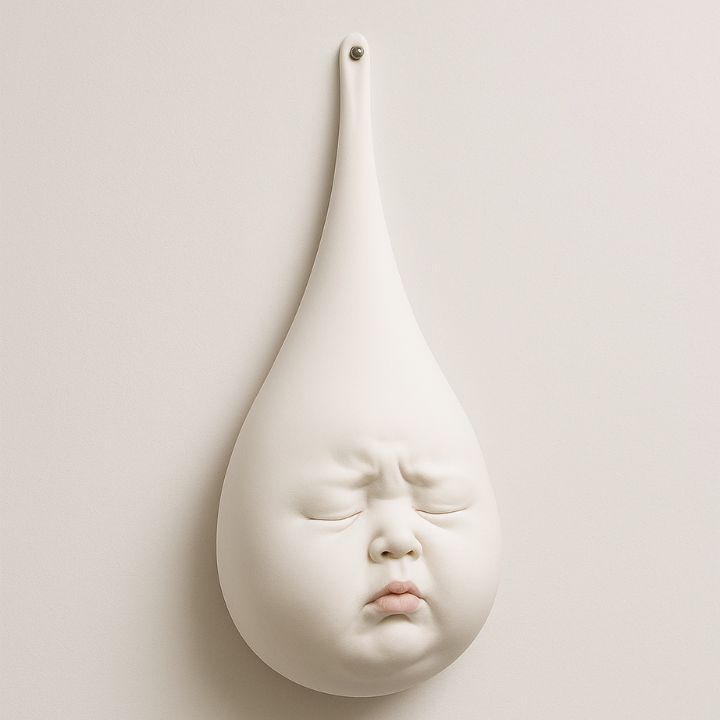 Abstract Crying Baby Wall Art – Ceramic Teardrop Design - The Gharnish - A Unit of Satkala Creations