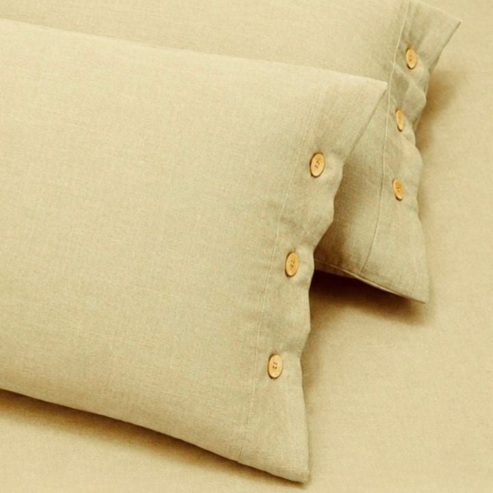 Organic muslin cotton king size bedsheet set from The Gharnish, soft and breathable bedding for a comfortable sleep.