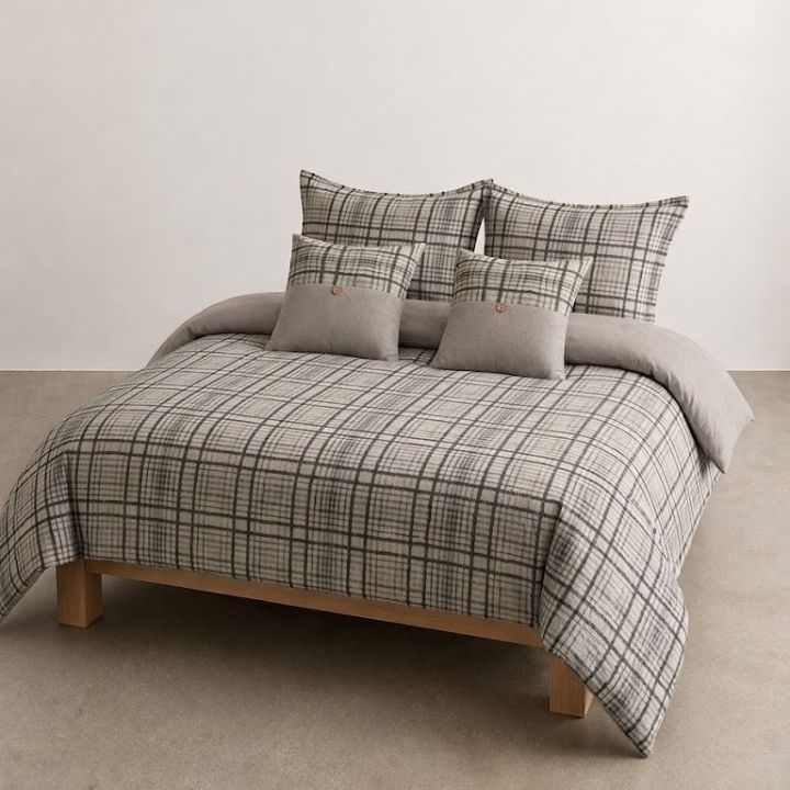 Gingham 6-piece premium comforter bedding set by The Gharnish with classic checkered pattern and matching pillow shams.