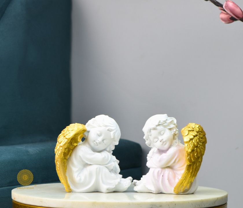 Golden Wings Angel Figurine - Set of 2 - The Gharnish - A Unit of Satkala Creations