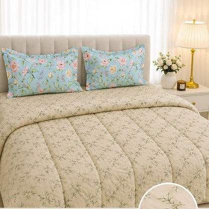 The Gharnish Boutique-Fit 4-piece king size comforter set with floral and geometric patterns on soft fabric.