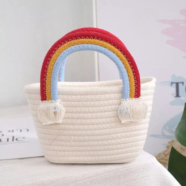 Girls Cute Rainbow Handle Bag – Stylish & Fun Accessory for Little Fashionistas - The Gharnish - A Unit of Satkala Creations
