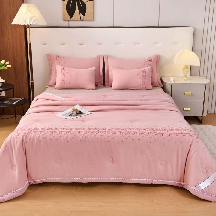 Dazzle Quilted Embroidered 6 Pcs Bedding Set - The Gharnish - A Unit of Satkala Creations