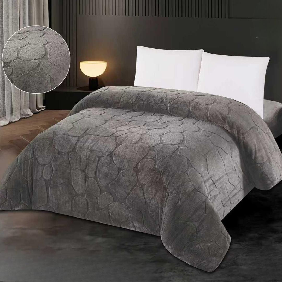 Premium Rabbit Fur Embossed Stone Pattern Quilt - The Gharnish - A Unit of Satkala Creations