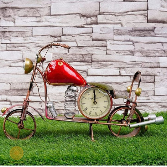 Metal Bike With Clock Decor