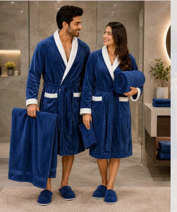 LuxeSpa Couple Bathrobe & Towel 8 Pcs Set