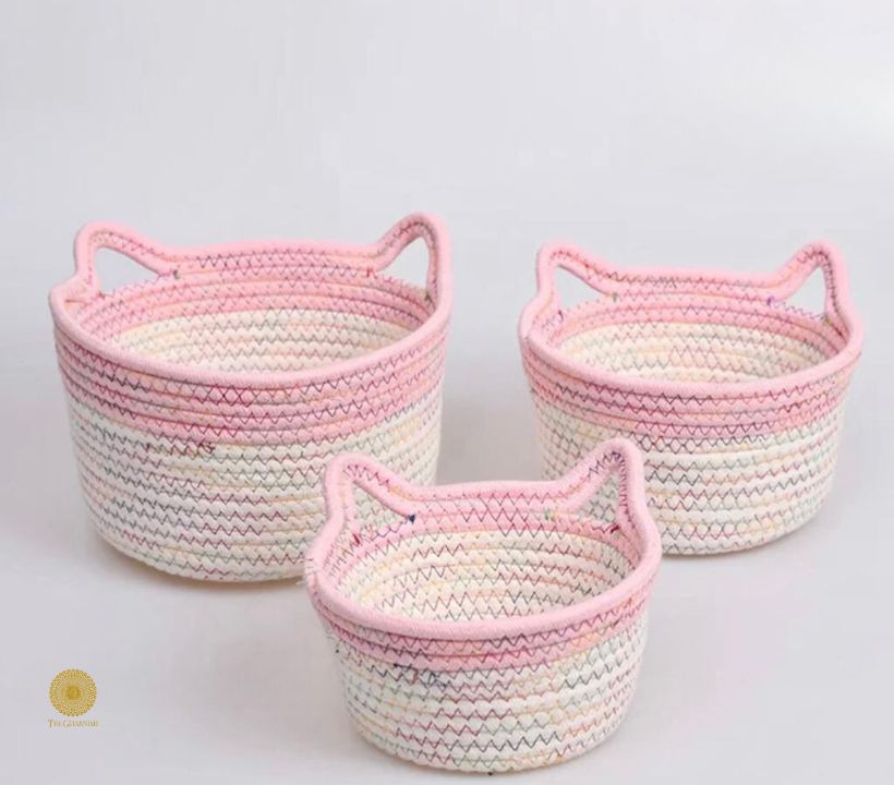 Cat Shape Double Shade Storage Organiser Basket Set of 3