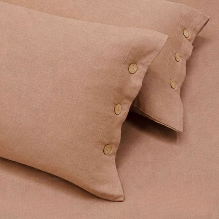 Organic muslin cotton king size bedding bedsheet set by The Gharnish, featuring soft, breathable fabric with a classic design.