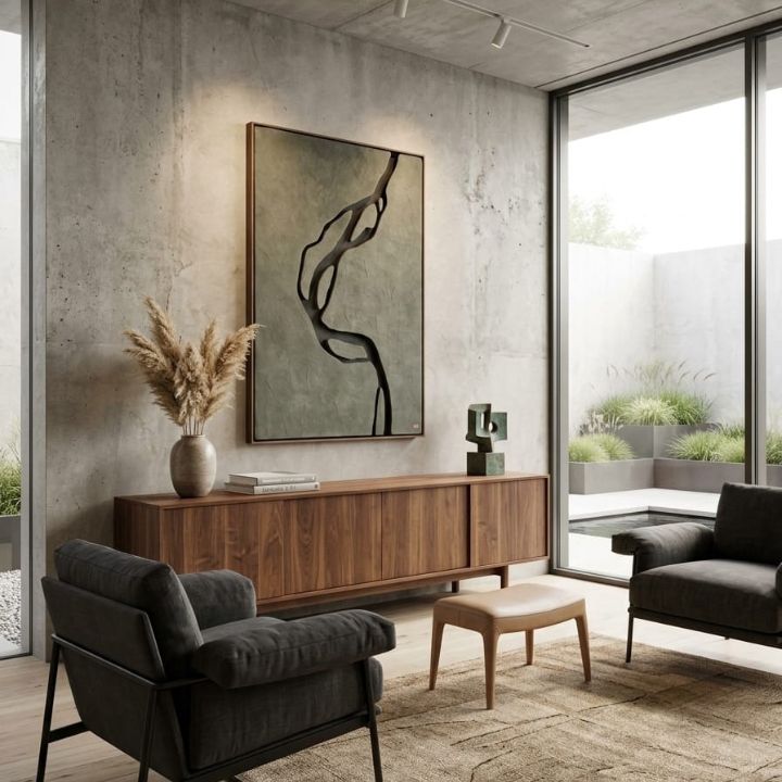 Modern wooden wall art by The Gharnish featuring abstract, textured design for luxury interior decor.