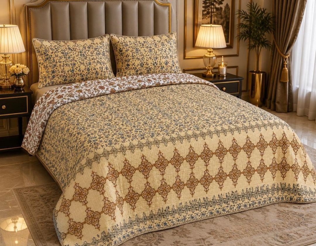 Ethnic 100% pure cotton reversible king-size bedding bedcover with vibrant patterns from The Gharnish.